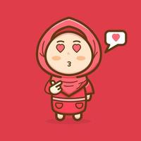 little girl Muslim with love vector