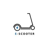 scooter de arte de línea en forma de vector de símbolo eléctrico.