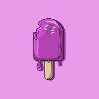 Grape ice cream stick icon vector cartoon