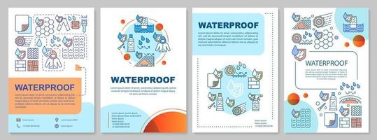 Waterproof material brochure template layout. Flyer, booklet, leaflet print design with linear illustrations. Hydrophobic fabric. Vector page layouts for magazines, annual reports, advertising posters