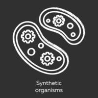 Synthetic organisms chalk icon. Engineering bacteria. Single celled organisms. Protozoans. Build artificial biological systems. Biotechnology. Bioengineering. Isolated vector chalkboard illustration