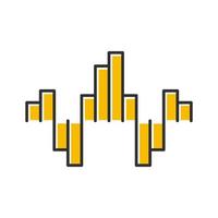 Geometric music wave color icon. Abstract yellow soundwave. Music rhythm, dj equalizer waveform. Digital sound, audio frequency. Soundtrack, melody playing amplitude. Isolated vector illustration