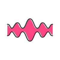 Pink fluid wave color icon. Flowing wavy lines. Music rhythm, soundwave. Equalizer, sound volume level abstract curve. Audio, stereo frequency, waveform. Isolated vector illustration