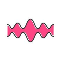Pink fluid wave color icon. Flowing wavy lines. Music rhythm, soundwave. Equalizer, sound volume level abstract curve. Audio, stereo frequency, waveform. Isolated vector illustration
