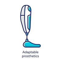 Adaptable prosthetics blue color icon. Missing body part replacing. Mechanical artificial limb. Bionic foot. Human body replacement. Bioengineering. Isolated vector illustration