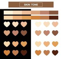 heart skin tone index color, tones palette swatches, vector Illustration.