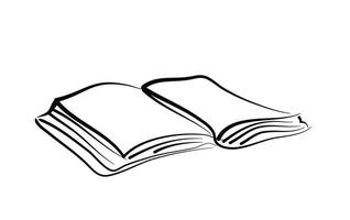 open book on white background, line drawing style, vector design