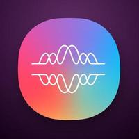 Overlapping waves app icon. Voice recording, radio signal. Abstract music frequency level. Noise, vibration amplitude. UI UX user interface. Web or mobile application. Vector isolated illustration
