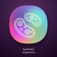 Synthetic organisms app icon. Engineering bacteria. Single celled organisms. Protozoans. Biotechnology. Bioengineering. UI UX user interface. Web or mobile application. Vector isolated illustration