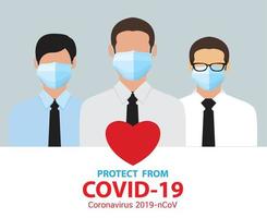 un grupo de personas que usan máscaras de protección médica, covid-19, enfermedad, máscara de protección. vector
