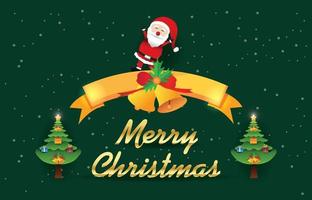 merry christmas and santa claus on green background, vector design.