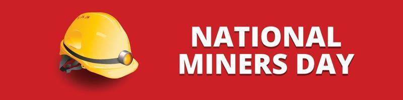 día nacional de los mineros, seguridad laboral, equipo de seguridad, pancarta horizontal, ilustración vectorial. vector