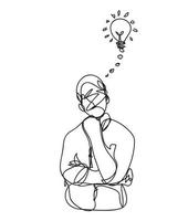 a man thinking line drawing style,vector design vector