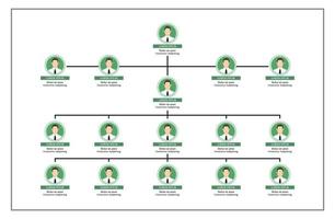 Organization Chart Infographics with People Icon and Abstract Line, Business Structure. vector