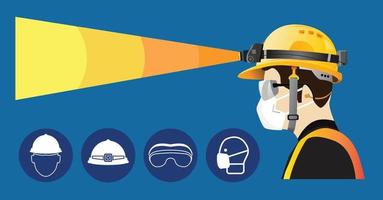 safety equipment with Headlamp , construction concept vector
