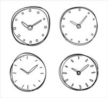 Alarm clock set, line drawing style, vector design illustration.