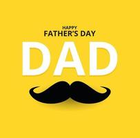 Happy Fathers day on Yellow Background with a Mustache, love dad concept , Vector Illustration