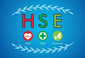 concepto de hse, acrónimo de medio ambiente de seguridad sanitaria, diseño vectorial vector