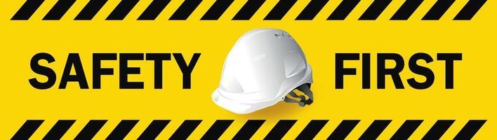 work safety, Engineer helmet on yellow background. vector