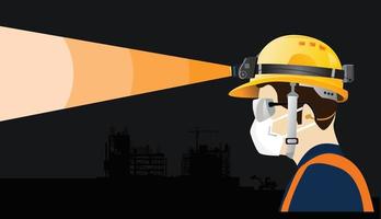 safety equipment with Headlamp , construction concept vector