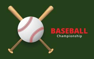 Baseball and Baseball bats on a green background, sport game , vector illustration.