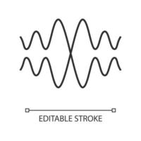 Sound, audio wave linear icon. Thin line illustration. Vibration, noise amplitude. Music rhythm frequency. Energy flow wavy lines. Contour symbol. Vector isolated outline drawing. Editable stroke