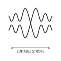 Sound, audio wave linear icon. Thin line illustration. Vibration, noise amplitude. Music rhythm frequency. Energy flow wavy lines. Contour symbol. Vector isolated outline drawing. Editable stroke