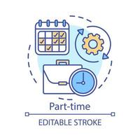 icono de concepto a tiempo parcial. ilustración de línea delgada de idea de empleo temporal a corto plazo. contratación de trabajo. horario de trabajo reducido, horario flexible. dibujo de contorno aislado vectorial. trazo editable vector