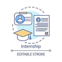 Internship concept icon. Part-time job for undergraduates, students idea thin line illustration. Training, apprenticeship. Gain practical experience. Vector isolated outline drawing. Editable stroke