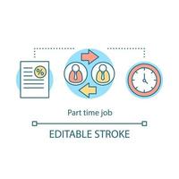 Part-time job concept icon. Temporary, short-term employment idea thin line illustration. Job recruitment. Reduced work schedule. Work in shifts. Vector isolated outline drawing. Editable stroke