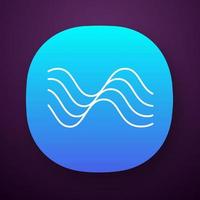 Wavy sound lines app icon. Music rhythm, melody wave. Soundtrack playing waveform. Vibration, noise amplitude curve. UI UX user interface. Web or mobile application. Vector isolated illustration