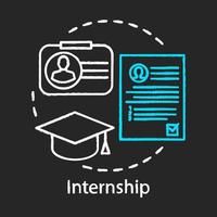 Internship chalk icon. Part-time job for undergraduates, students. Learning and training, apprenticeship. Gain practical experience after graduation. Isolated vector chalkboard illustration