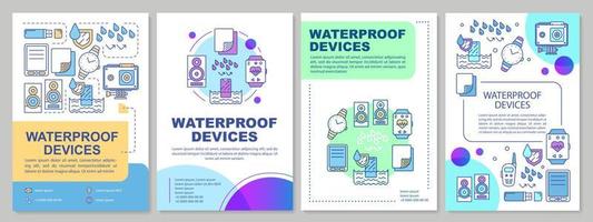 Waterproof devices brochure template layout. Flyer, booklet, leaflet print design with linear illustrations. Hydrophobic gadgets. Vector page layouts for magazines, annual reports