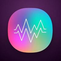 Heart beat app icon. Sound and audio wave. Heart rhythm, pulse. Music frequency, soundwave. Soundtrack playing amplitude. UI UX user interface. Web or mobile application. Vector isolated illustration