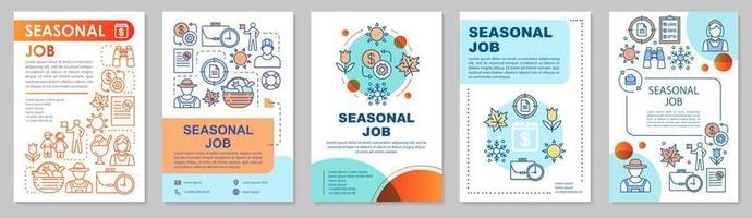 diseño de plantilla de folleto de trabajo estacional. empleo temporal. folleto, folleto, diseño de impresión de folleto con ilustraciones lineales. diseños de páginas vectoriales para revistas, informes anuales, carteles publicitarios vector