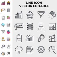 plantilla de símbolo de icono de conjunto de análisis de datos para ilustración de vector de logotipo de colección de diseño gráfico y web