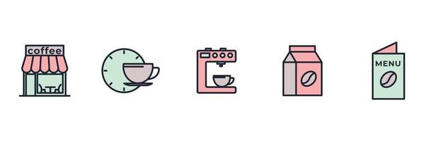 plantilla de símbolo de icono de conjunto de cafetería para ilustración de vector de logotipo de colección de diseño gráfico y web