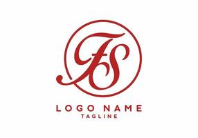 Red FS initial letter in circle logo vector