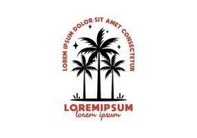 Three coconut tree line art with lorem ipsum text vector