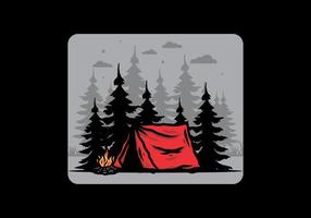 camping de medianoche con ilustración de hoguera