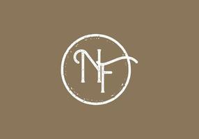 Vintage style of NF initial letter vector