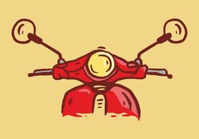 Red color illustration drawing of scooter vector