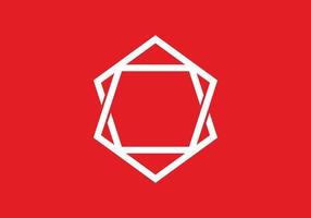 Red white unique hexagon shape vector