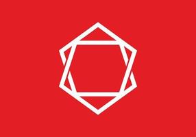 forma hexagonal única roja blanca vector