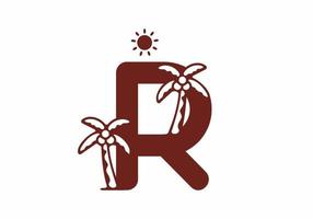 R initial letter with coconut tree vector