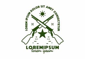 Two long barreled gun line art with lorem ipsum text vector