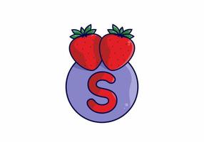 Red strawberry with S initial letter vector