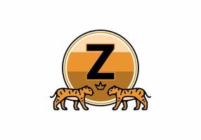 Two tiger line art with Z initial letter vector