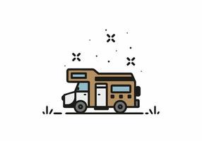 Simple camper van camping illustration vector