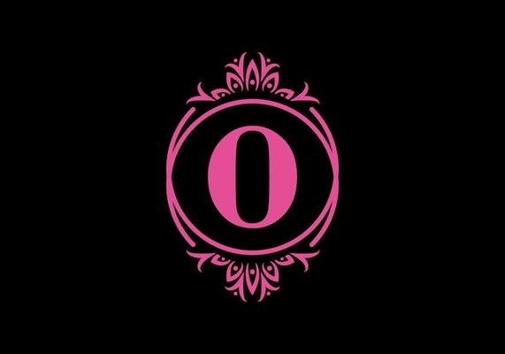 Pink black of O initial letter in classic frame